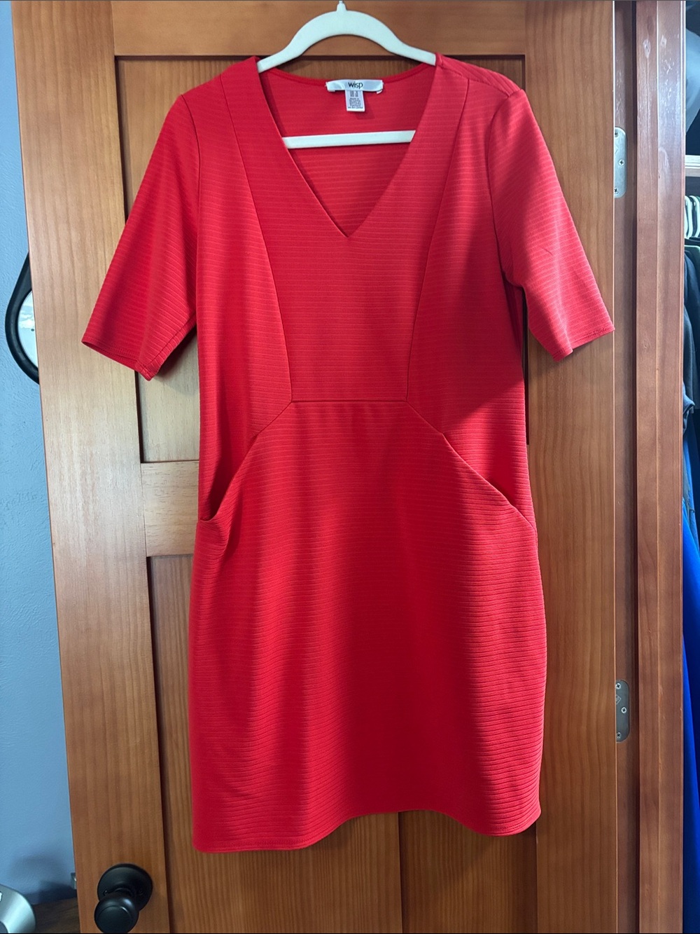 Weekend Max Mara Bold Red V-Neck Mini Dress with Pockets